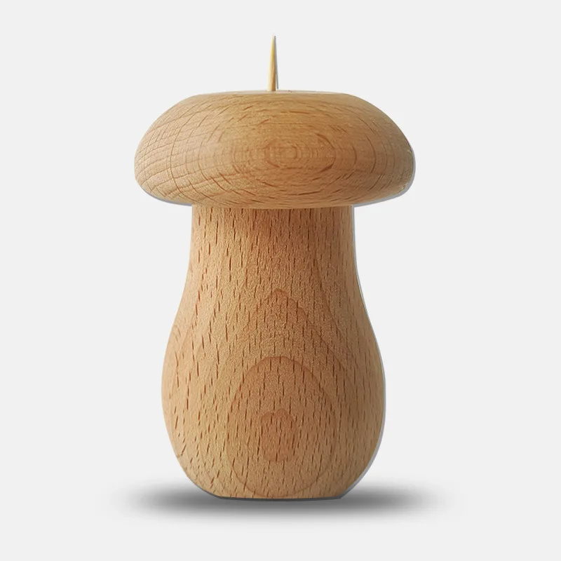 Custom Logo Japanese Style Solid wood toothpick holder box black walnut wooden mushroom cute shape storage kitchen