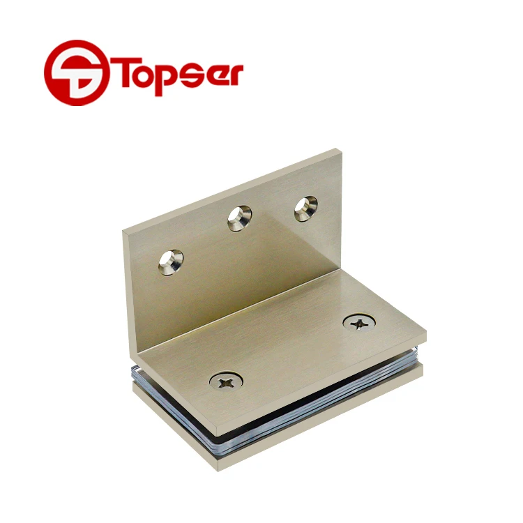 Shower Room Solid Brass 90 Degrees Brushed Nickel Wall Mount Bracket Heavy Duty Shower Room Glass Clamp