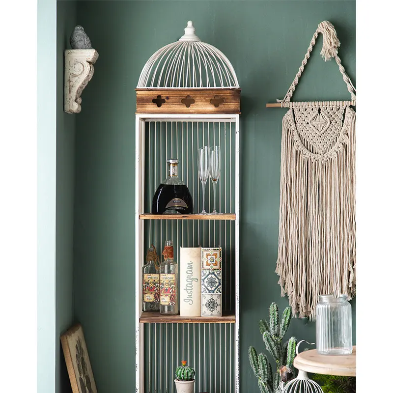 Luxury Home Decor 2021 Living Room Furniture Metal Decorative Bird Cage Plants Book Stand Shelf