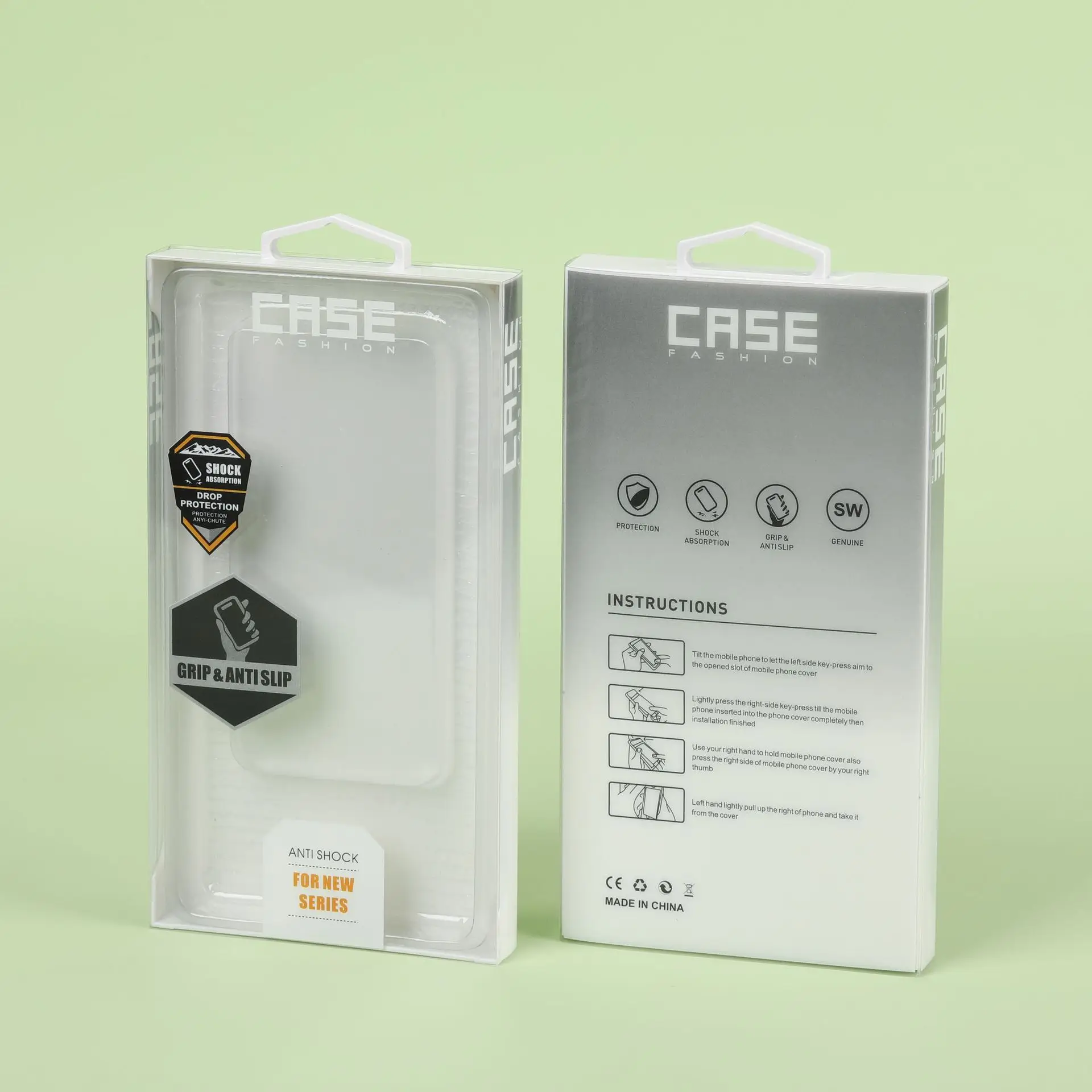 Folding hook packaging box, high-end stock PVC box, mobile phone case packaging box, 15 promax packaging, transparent box