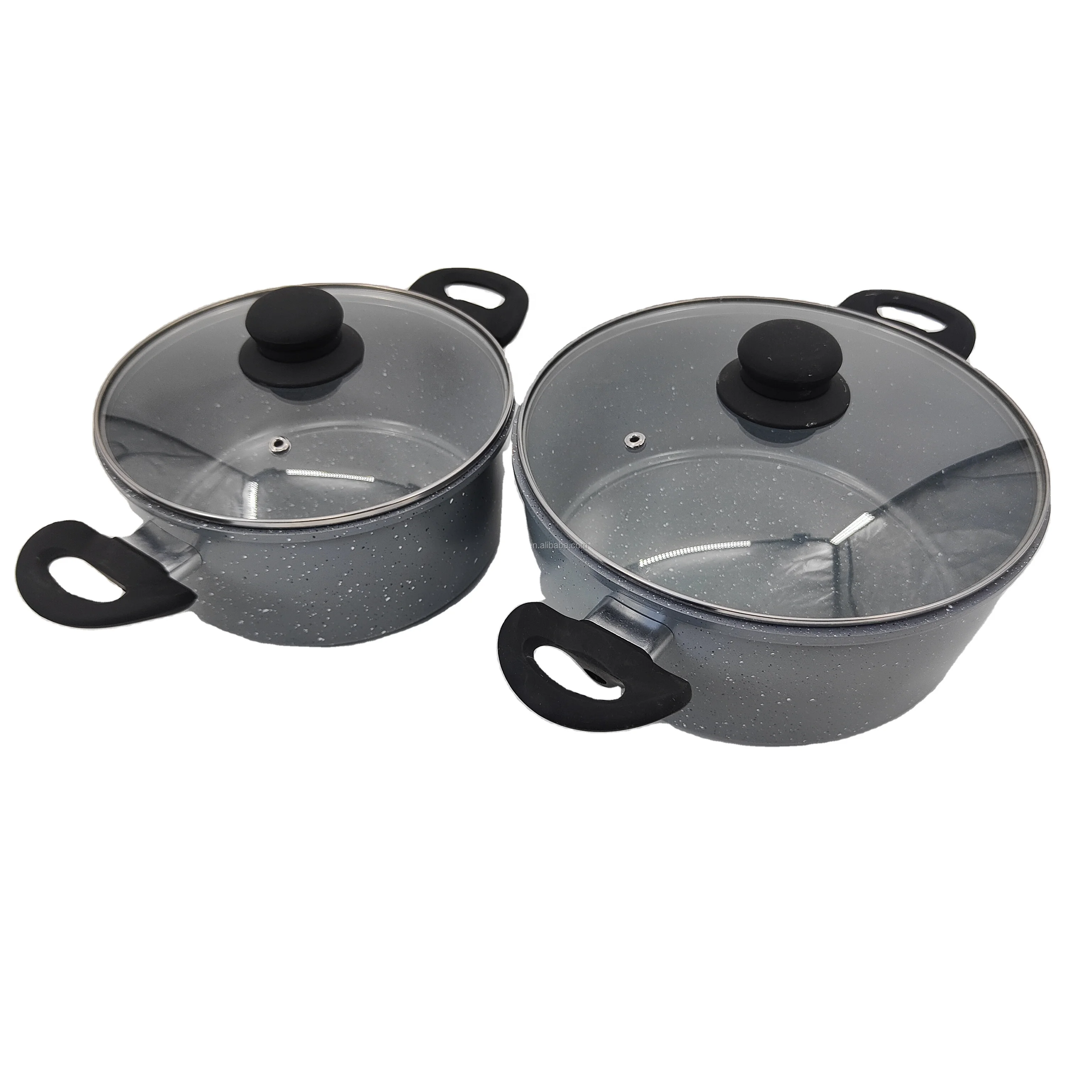 24cm Non-Stick Carbon Steel Dutch Oven 1.0mm Imitation Die Cutting Soup Pot with Induction Bottom and Glass Lid for Home Use