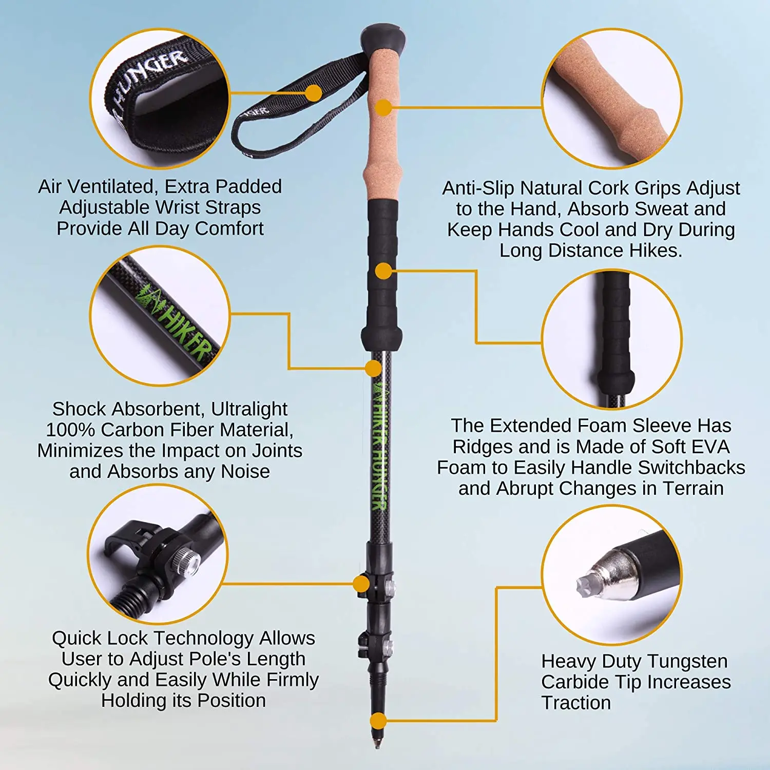 High Quality Wholesale Cheap hiking poles trekking pole adjustable hiking or walking sticks