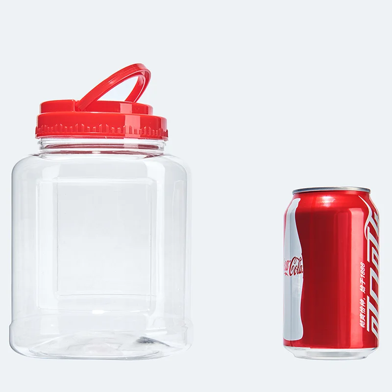wholesale empty clear square plastic container jar with lid stackable custom large Capacity 16oz plastic jar with airtight lids