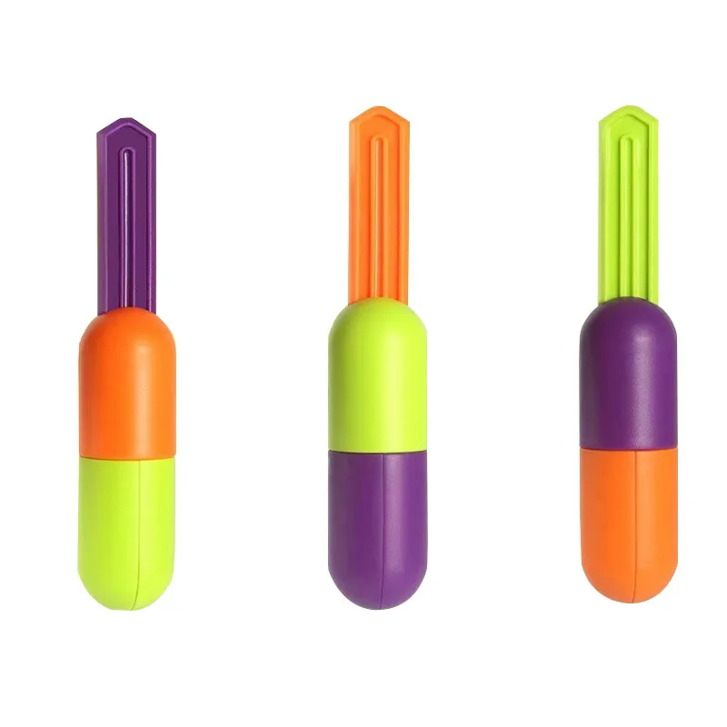 2023 3D Gravity Capsule Rotating Telescopic Knife Creative Capsule Toy round safe Radish Knife Decompression Toy