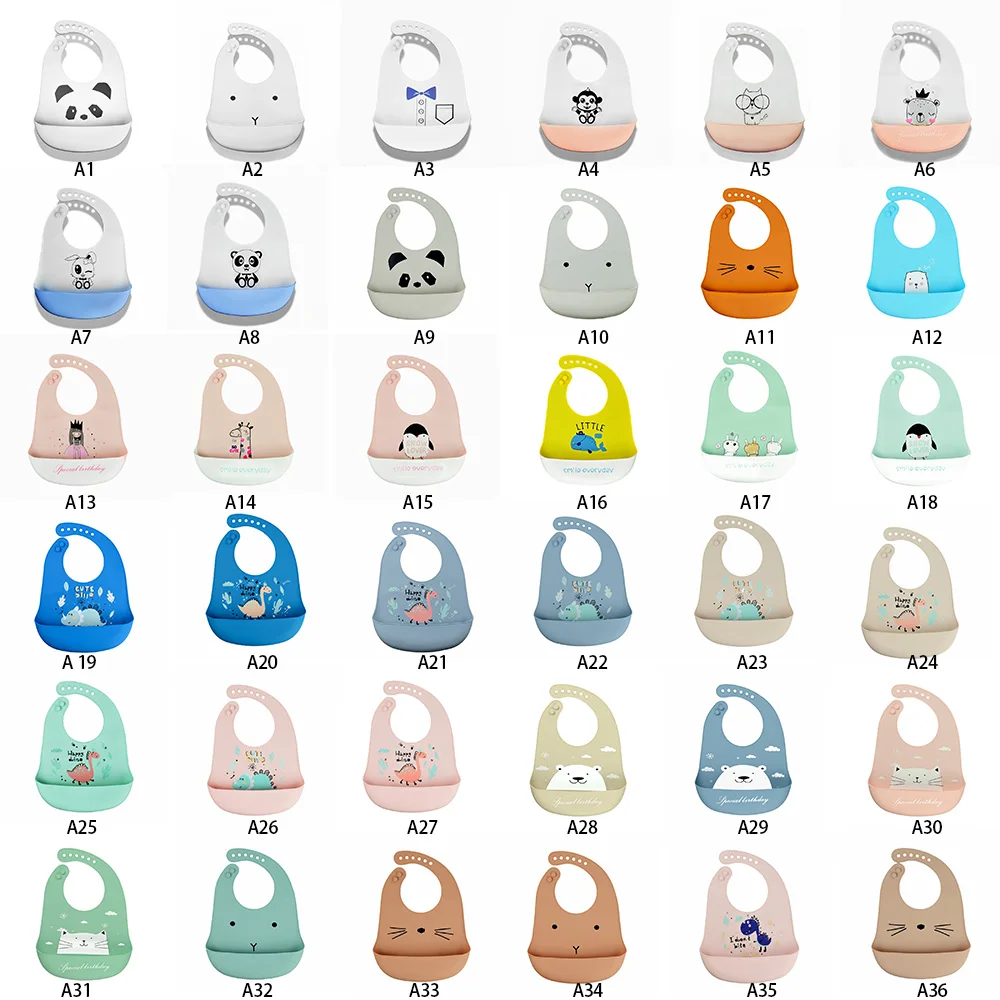 Silicone Baby Bib Wholesale Customized Waterproof Bib Bpa Free Adjustable Easy Clean Baby Silicone Bib For Babies Toddlers