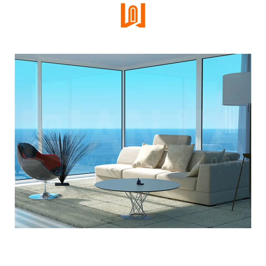 WANJIA American style soundproof panoramic window living room fixed window scenery aluminum glass picture windows