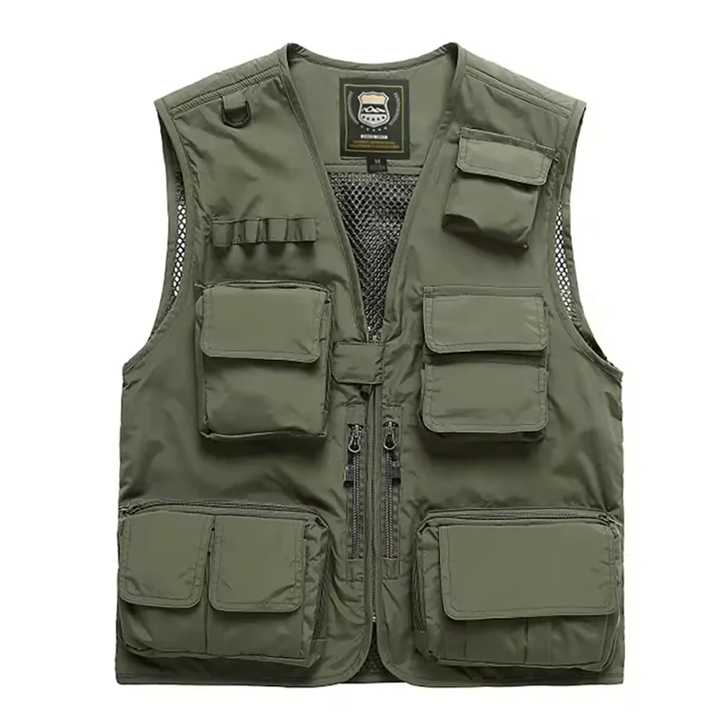Multi-pocket photography vest overalls printed logo multi-pocket studio director reporter media clothing vest jacket vest