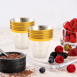 Disposable 9 oz Color Rim with Glitter Plastic Cups Hard Plastic  gold / rose/gold/silver rim with colorful glitter