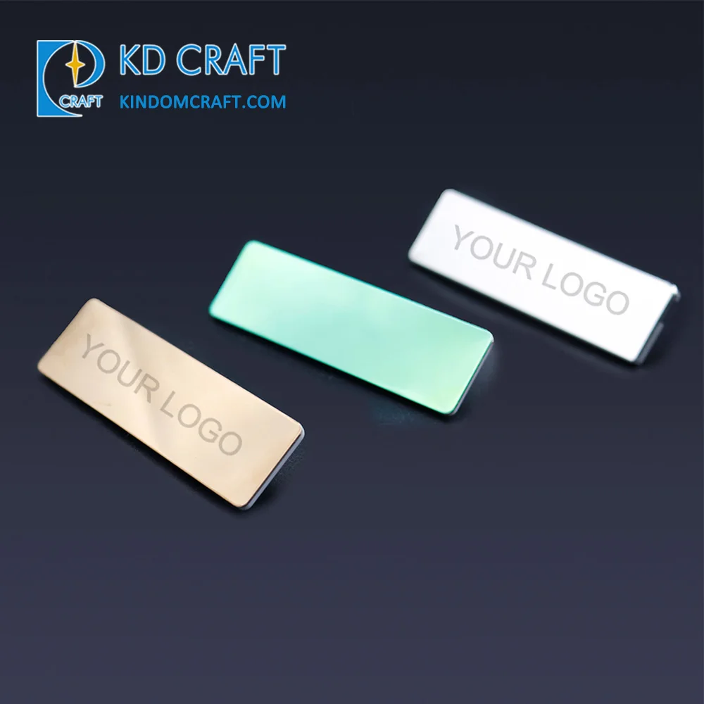 High quality custom logo brass empty badge pin blank metal reusable sublimation restaurant employee staff hotel name tag