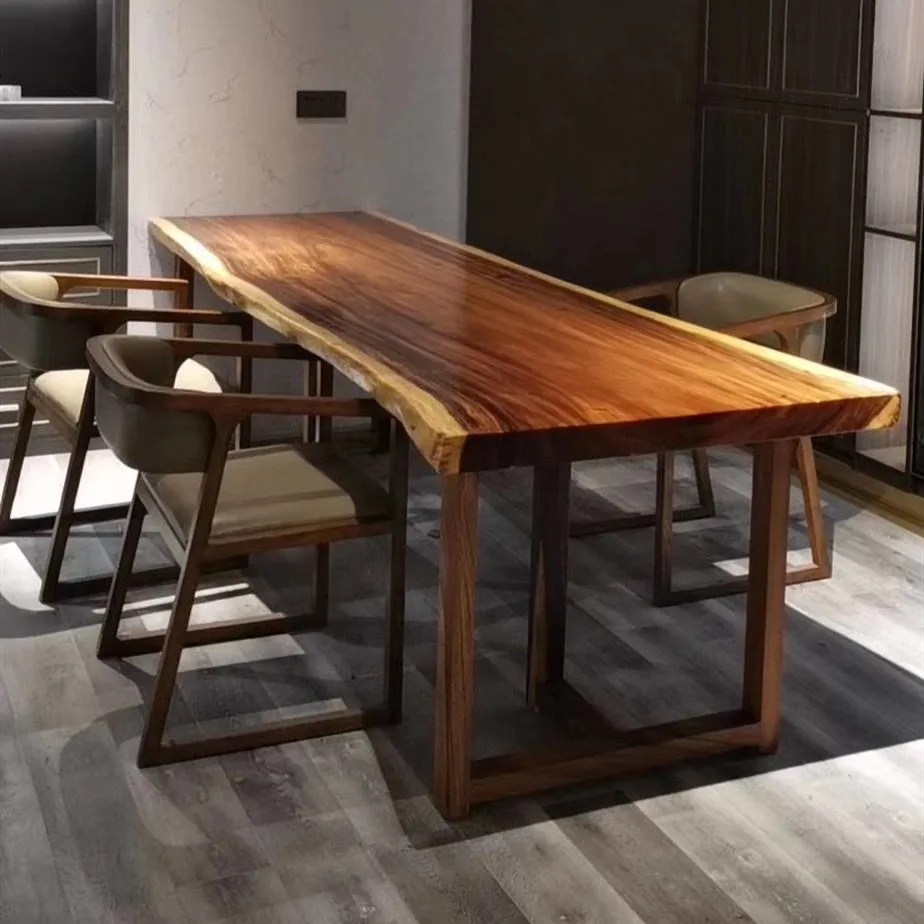 South America walnut natural shape modern wood dining restaurant table