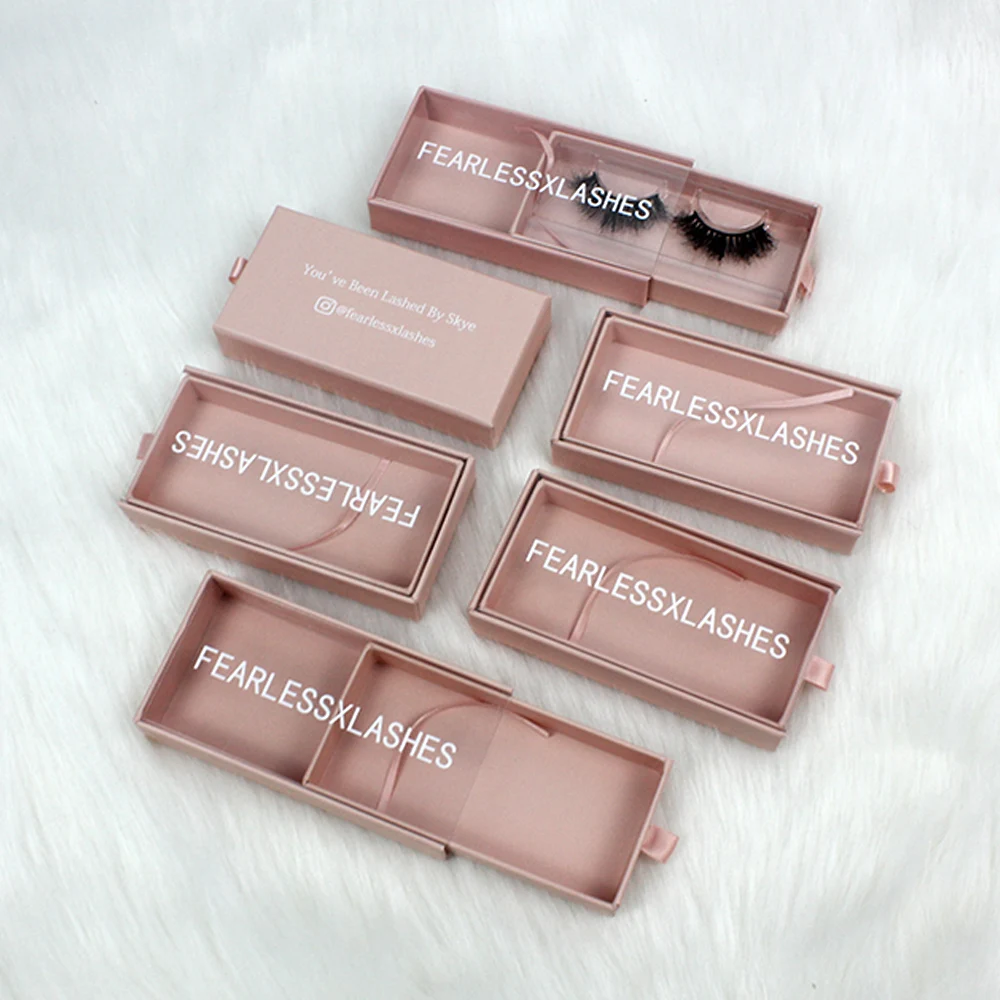 B566 lash tile box custom logo empty pink pvc drawer eyelash packaging box