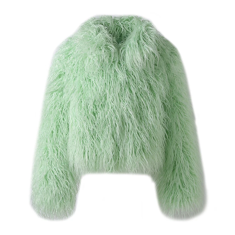 Plus Size Warm Cropped  Faux Mongolian Fur Coat Short Women Fake  Fur Jacket manufacturers China