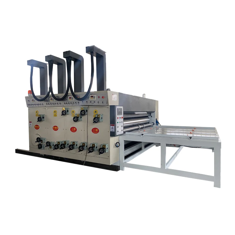 Carton Pizza Box Semi-auto 3 Colors Flexo Ink Printing Slotting Die Cutting Machine For Sale
