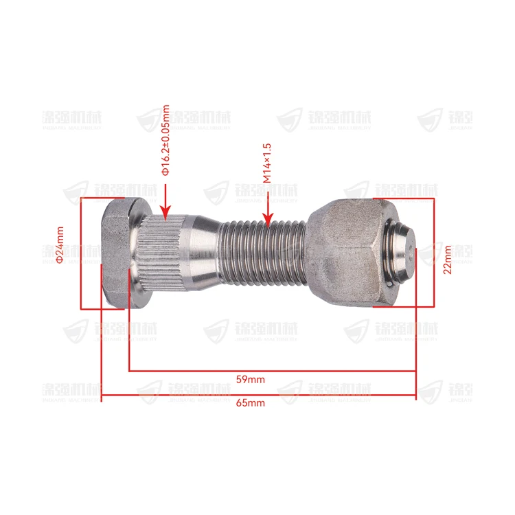 Howo truck bolts and nuts STR Front wheel bolts general purpose screws M14x1.5x16.5x59/65hub bolts