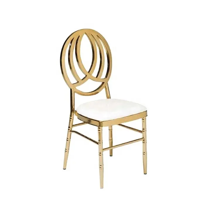 Manufacturer Direct Royal Event Banquet Hall Stackable Golden Stainless Steel Wedding Chair