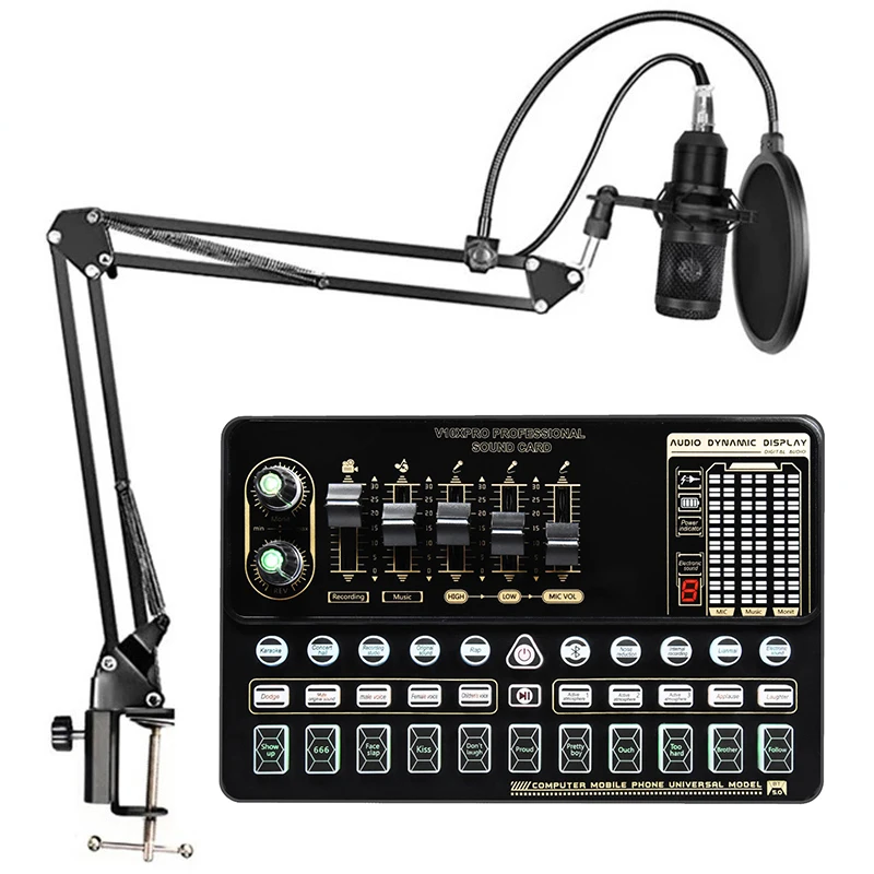 bm800 mic V10 Pro Sound Card v300 Set the Professional studio recording  SoundCard condenser microphone for mobile phone tiktok