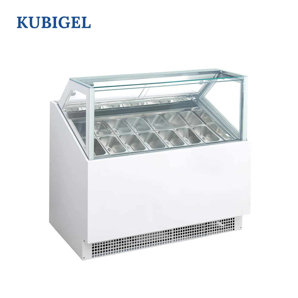 Commerical Dessert Shop Ice Cream Showcase Chiller Fridge With 14Pans Ice Cream Display Freezer