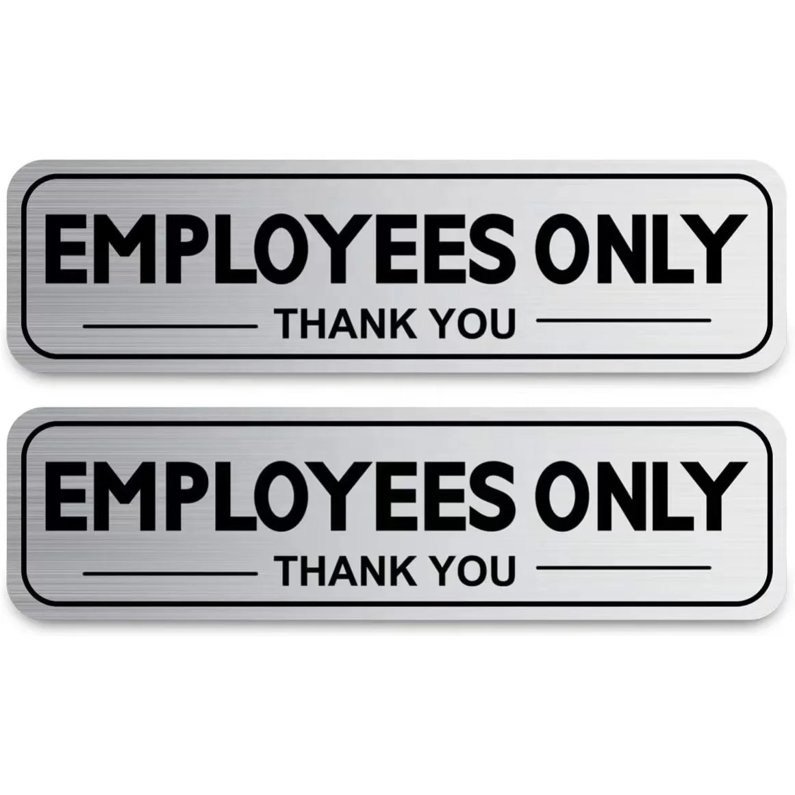 Employees Only Sign Stickers, Metal like Brushed Silver, Back Adhesive,Waterproof and Fade Resistant,Thick Premium Quality Vinyl