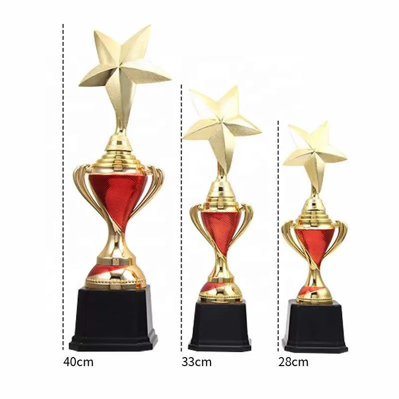 Three sizes colorful star  custom  soccer trophy award door to door price for sport trophy  for students