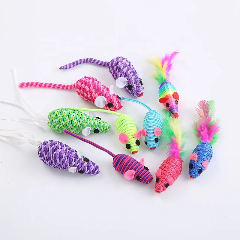 
Hefei SY wholesale manufacturer rope plastic mouse cat toy cat toy mouse steering mouse cat 