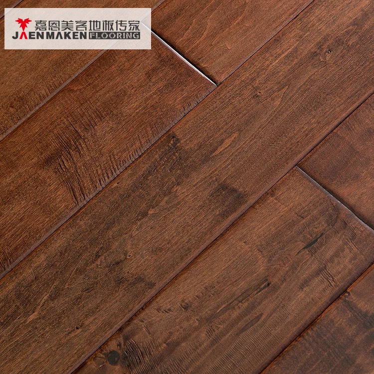 Wood Parquet Flooring Easily Installed Solid Indoor 18mm Maple Flooring Oak Smowy Courtyard Cottonwood Core + Hardwood Veneer E0