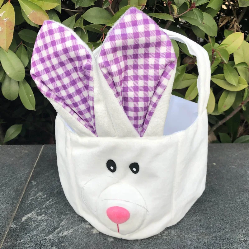 Plush Easter Basket with Rabbit Ears Sublimation Easter Baskets Storage Candy Bag 2023 Custom Polyester Easter Decoration 50pcs