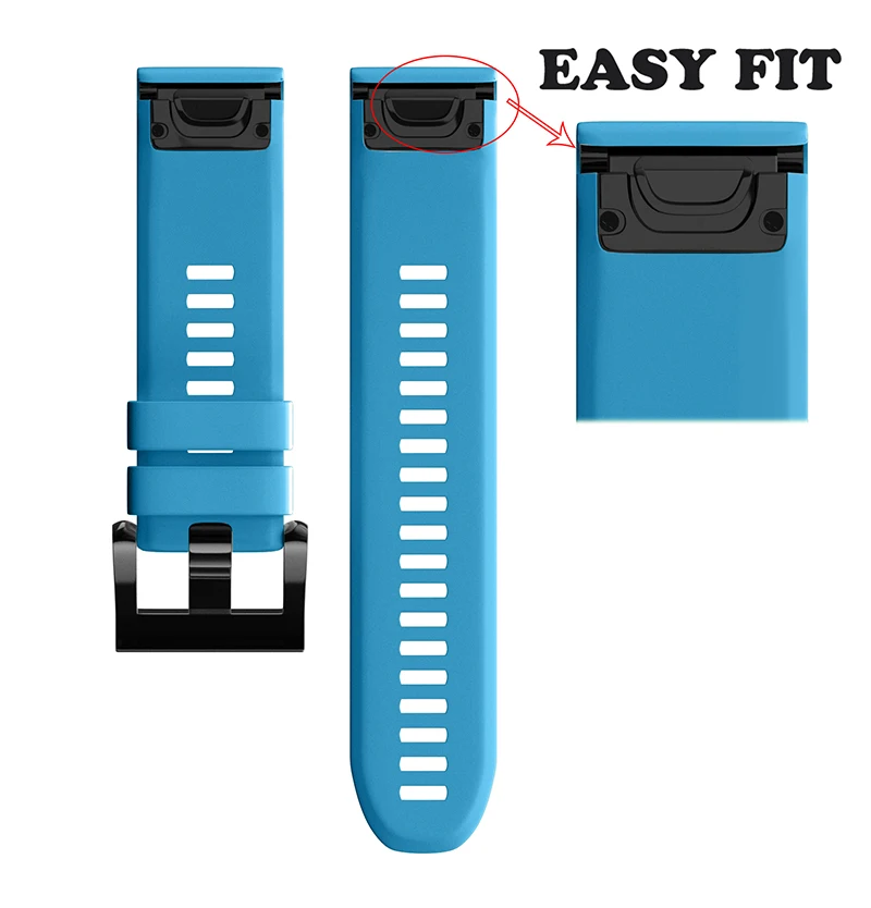 Eraysun 26mm Width Soft Silicone Watch Band for Garmin Fenix 5X/Fenix 5X Plus/Fenix 3/Fenix 3 HR Smartwatch Rubber Watch Strap