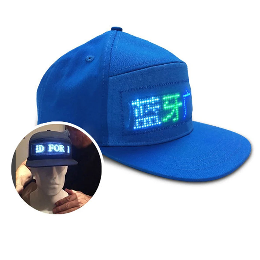 Usb Rechargeable Unisex Baseball Cap App Programmable Led Scrolling Message Display Board Hip Hop Street Advertising Hat Factory