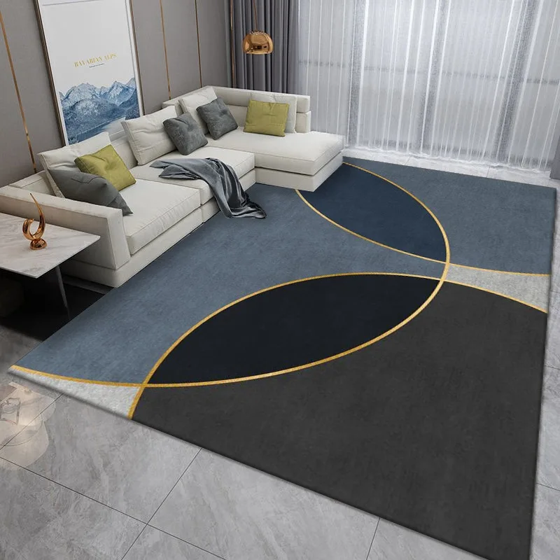 High quality Machine Washable, 3D printing modern plain geometric Patterned Fluffy Modern bedroom area rug For home decor/