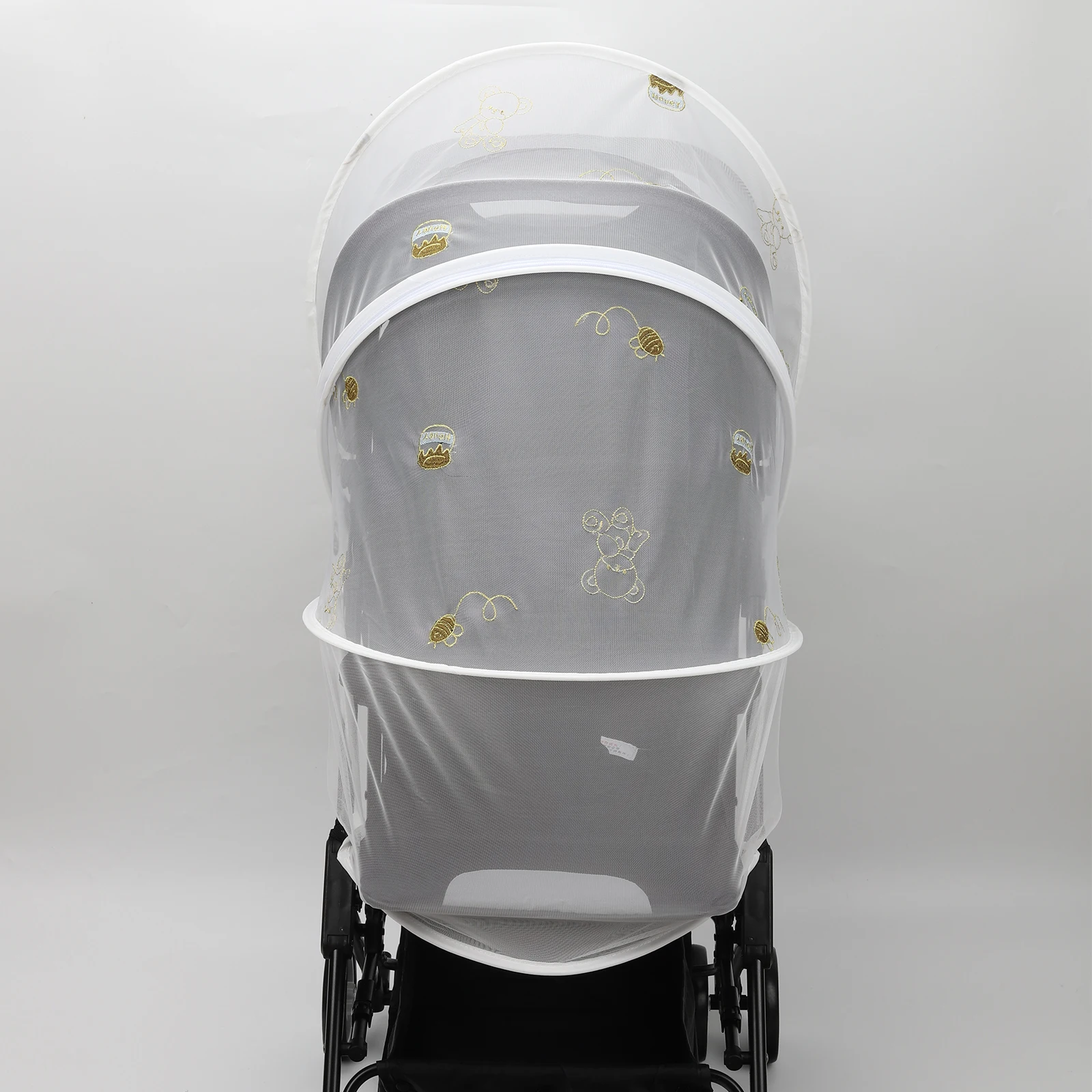 Embroidery Stroller Mosquito Net Full Cover with Double Zipper