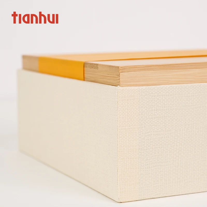 Tianhui Bamboo Lid Paperboard Gift Box Packaging Tea Box for Craft Cookies