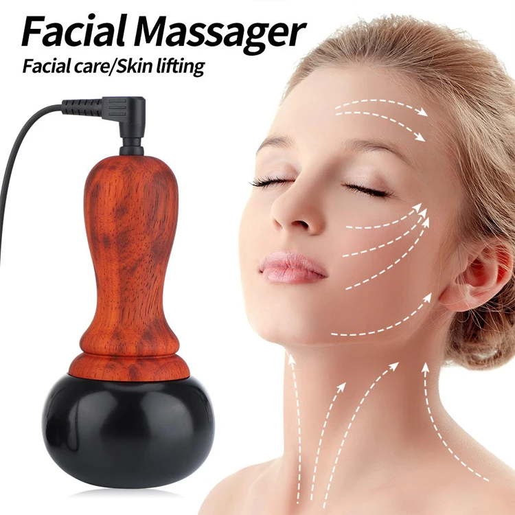 2 In 1 Body Face Portable Bianstone Gua Sha Electric Smart Cupping Massager Bian Gua Sha Natural Stone With Logo