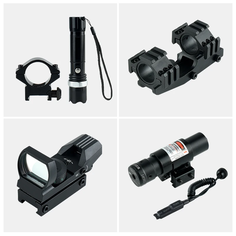 SYQT Flashlight with 6-24X50 AOEG Scope Red Laser Combination for Dark Night Hunting Accessories