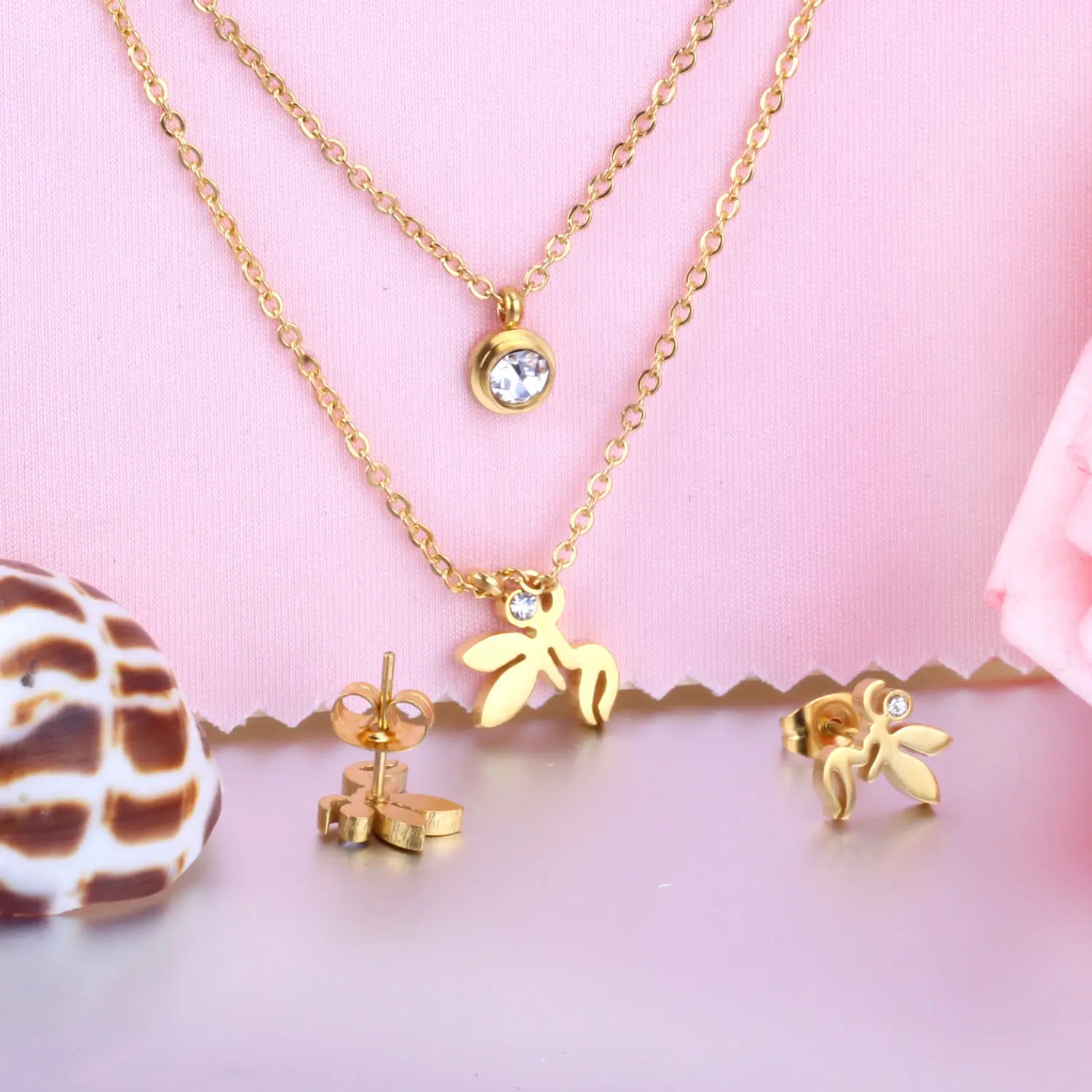 Cheap Price Fashion Jewelry Set Best Quality Cutting Earings Jewelry Women Gold Plated Stainless Steel Jewelry Sets
