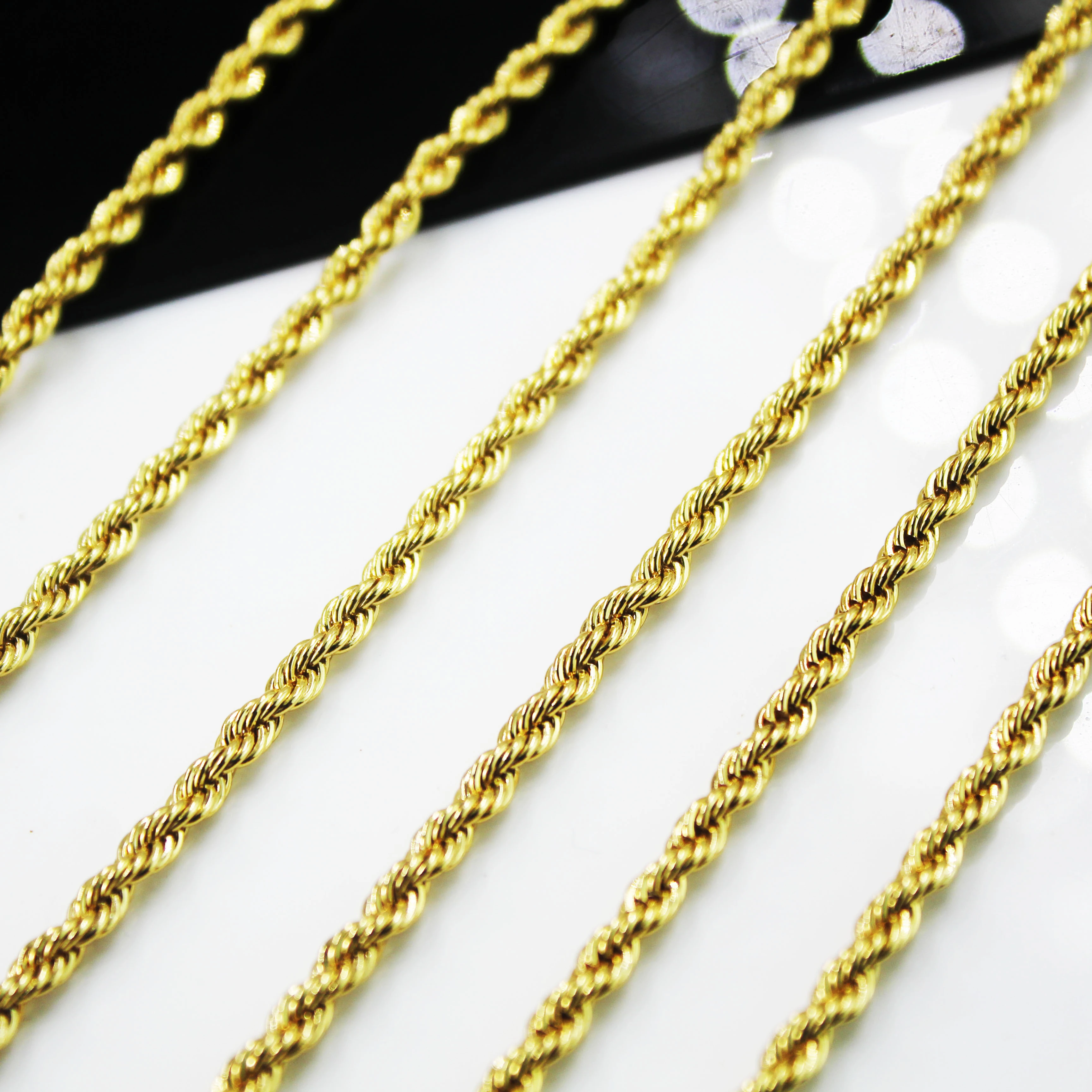 BMZ real gold ion plating 18K gold 50/60cm*0.3/0.4/0.5/0.6 cm rope chain best quality 2 year guarantee gold rope chains