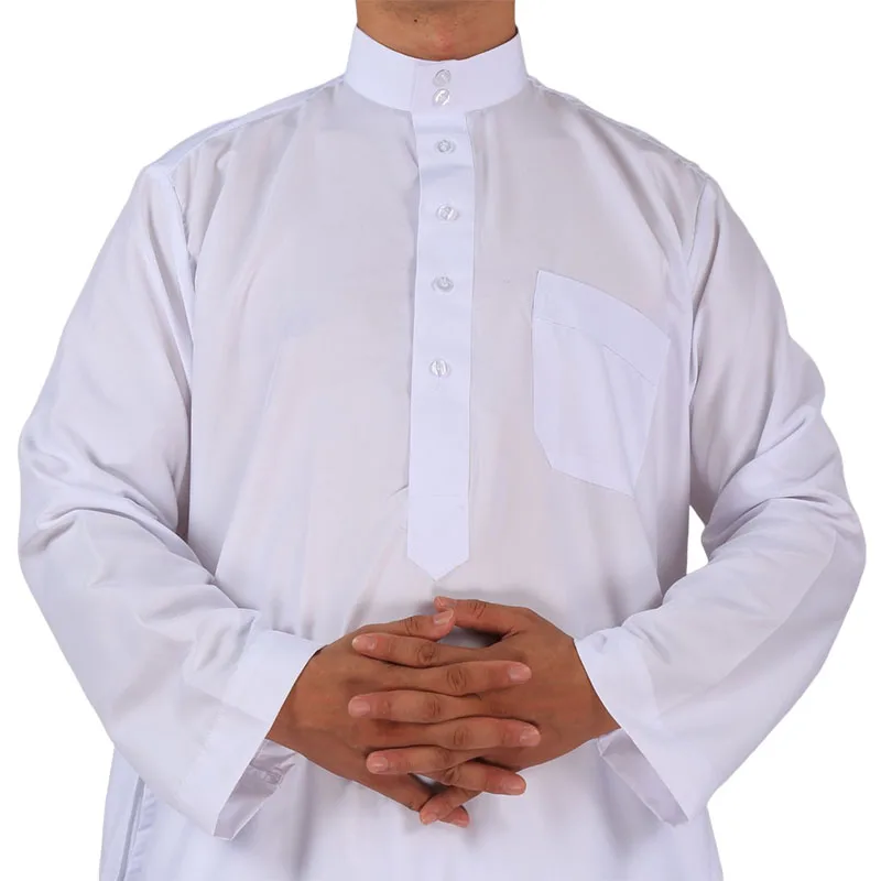 Factory Wholesale Plan White Muslim Ramadan Wearing Thobe 2pcs With Pant 54-62 Size