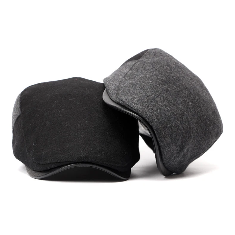 2019 Autumn Winter Warm Flat Caps For Men Hat Unisex Korean British Style Colorblock Woolen French Beret Cap Women Hats Berets