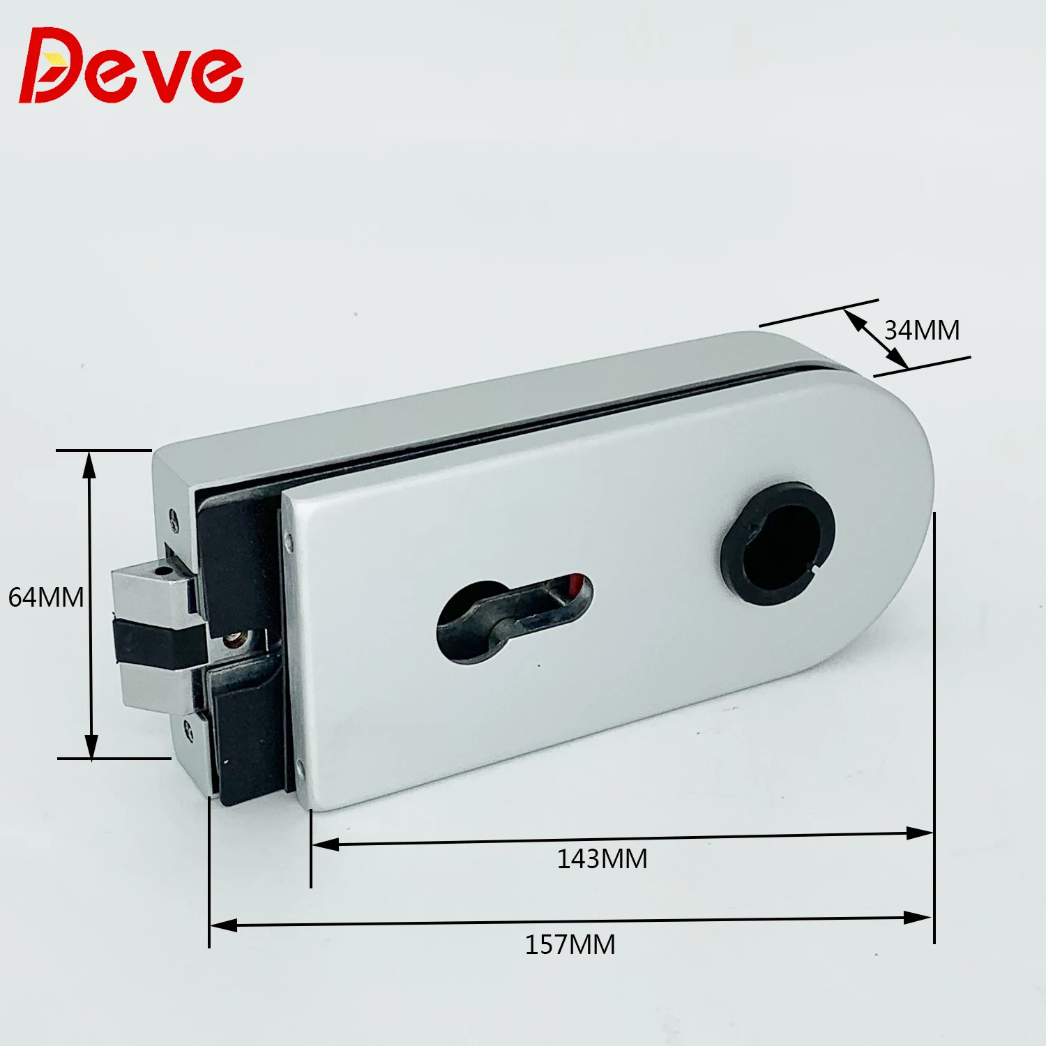 Modern Aluminum Lock Handle Door Hardware Black Security Door Lock With Keys Interior 8-12mm Frameless Office Swing Glass Lock