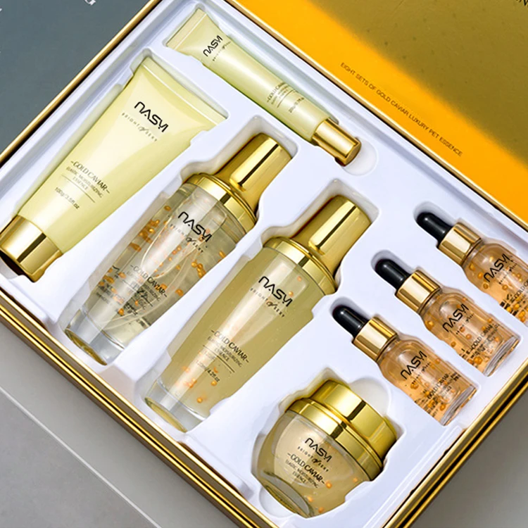 Anti-aging Whitening Face Care Set Private Label Natural Organic 24K Golden Caviar Protein Whitening Set Skin Care Gift Set