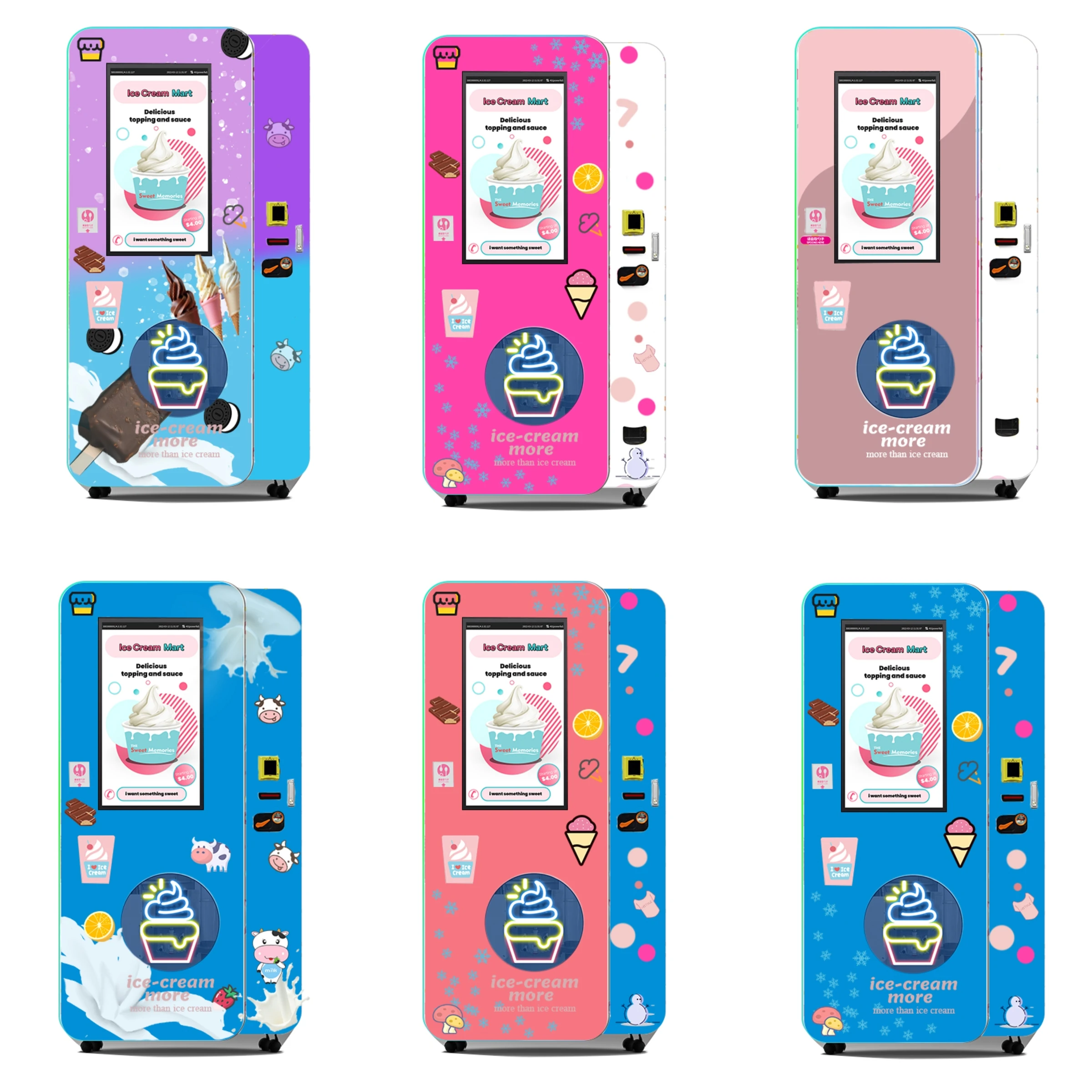 Fully automatic soft ice cream vending machine Self-service fruit, jam yogurt ice cream The machine can be automatically cleaned
