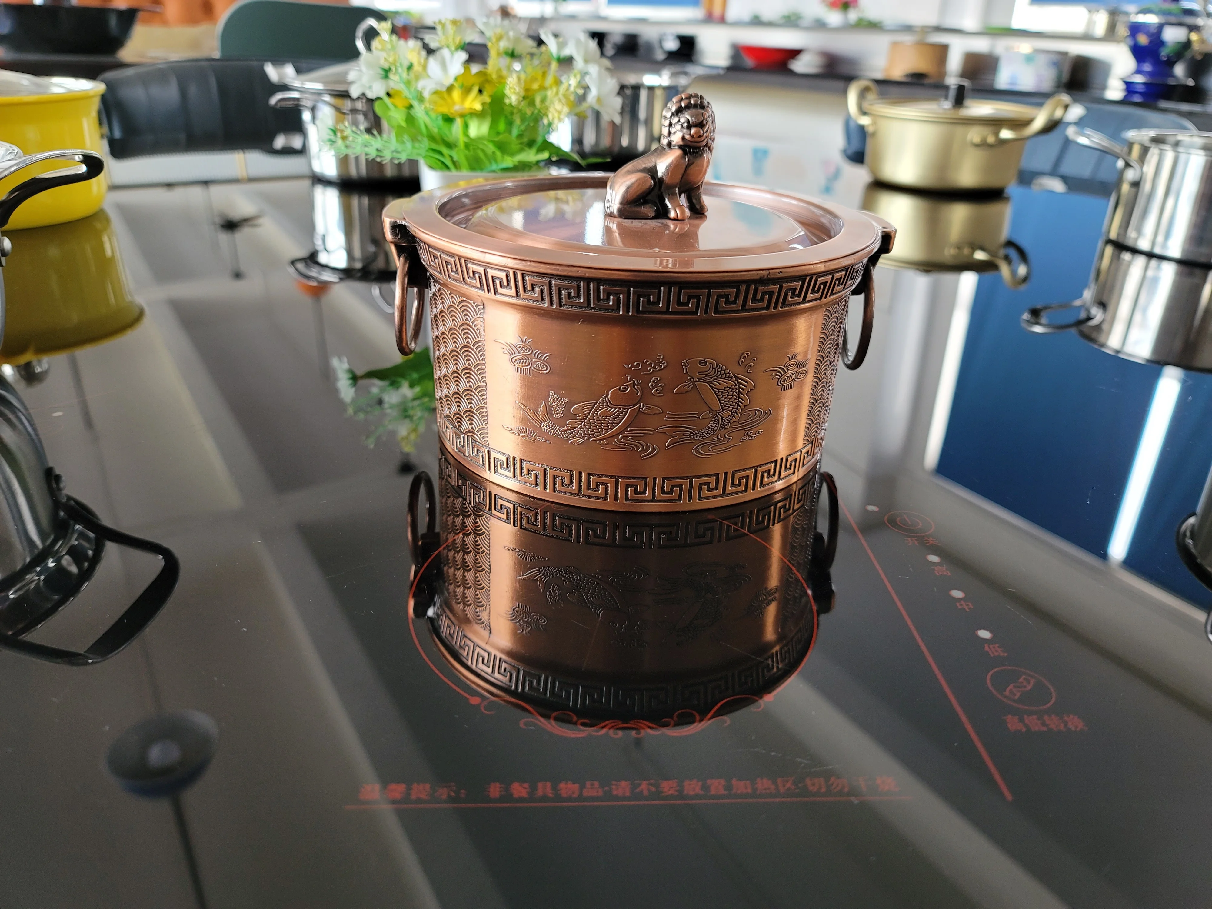 CENHOT Hot pot large round table glass tabletop shabu shabu table for restaurant