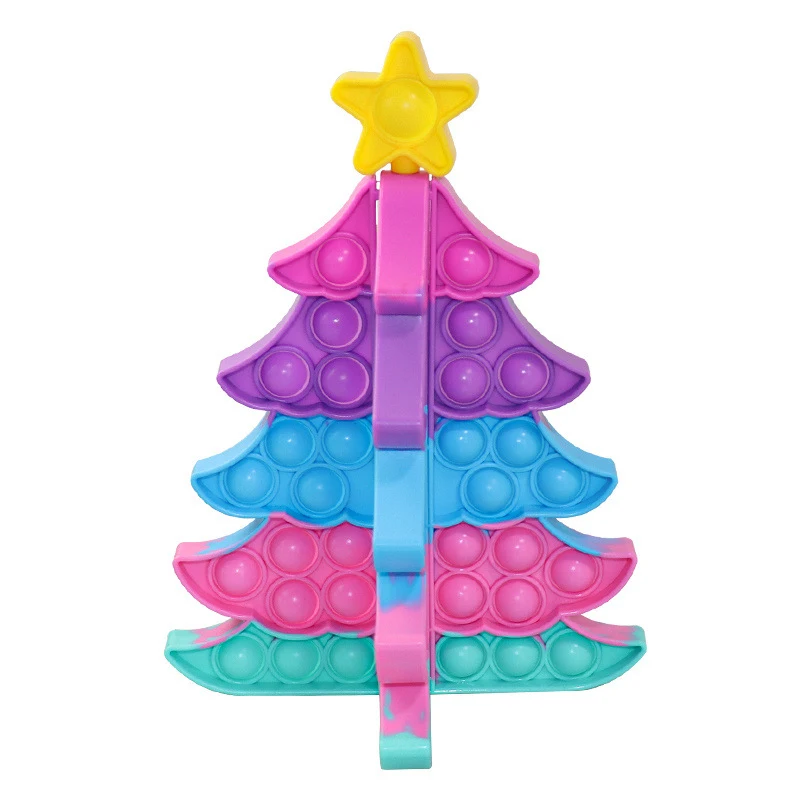 Amazon Popular Bubble Christmas Tree Sensory Toy Custom Christmas Snowflake Pops Puzzle Fidget Toy
