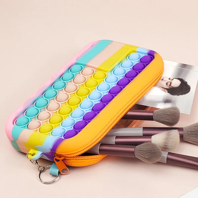 2024 hot sale factory New square fun silicone portable makeup storage multi-purpose pencil case