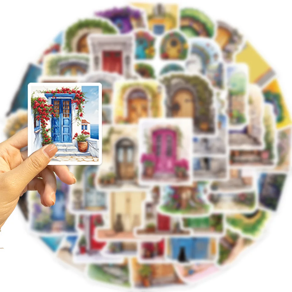 50PCS  Cartoon flower door sticker waterproof cut stickers DIY Decorative  for Laptop iphone netbook