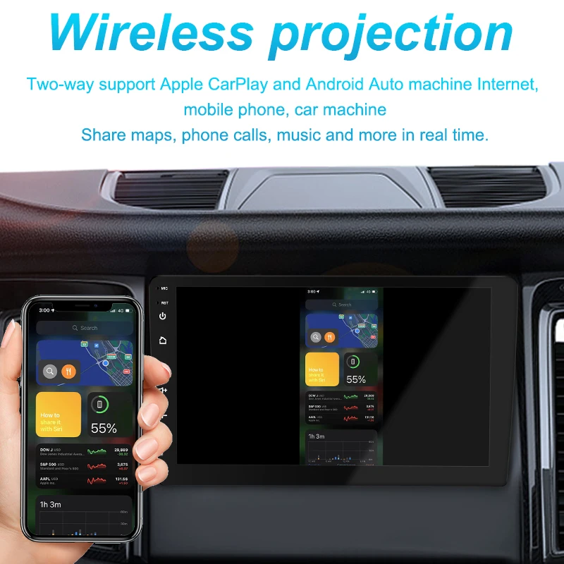 Radio FM, WiFi, Mirror Link para teléfono Android/iOS, entrada USB