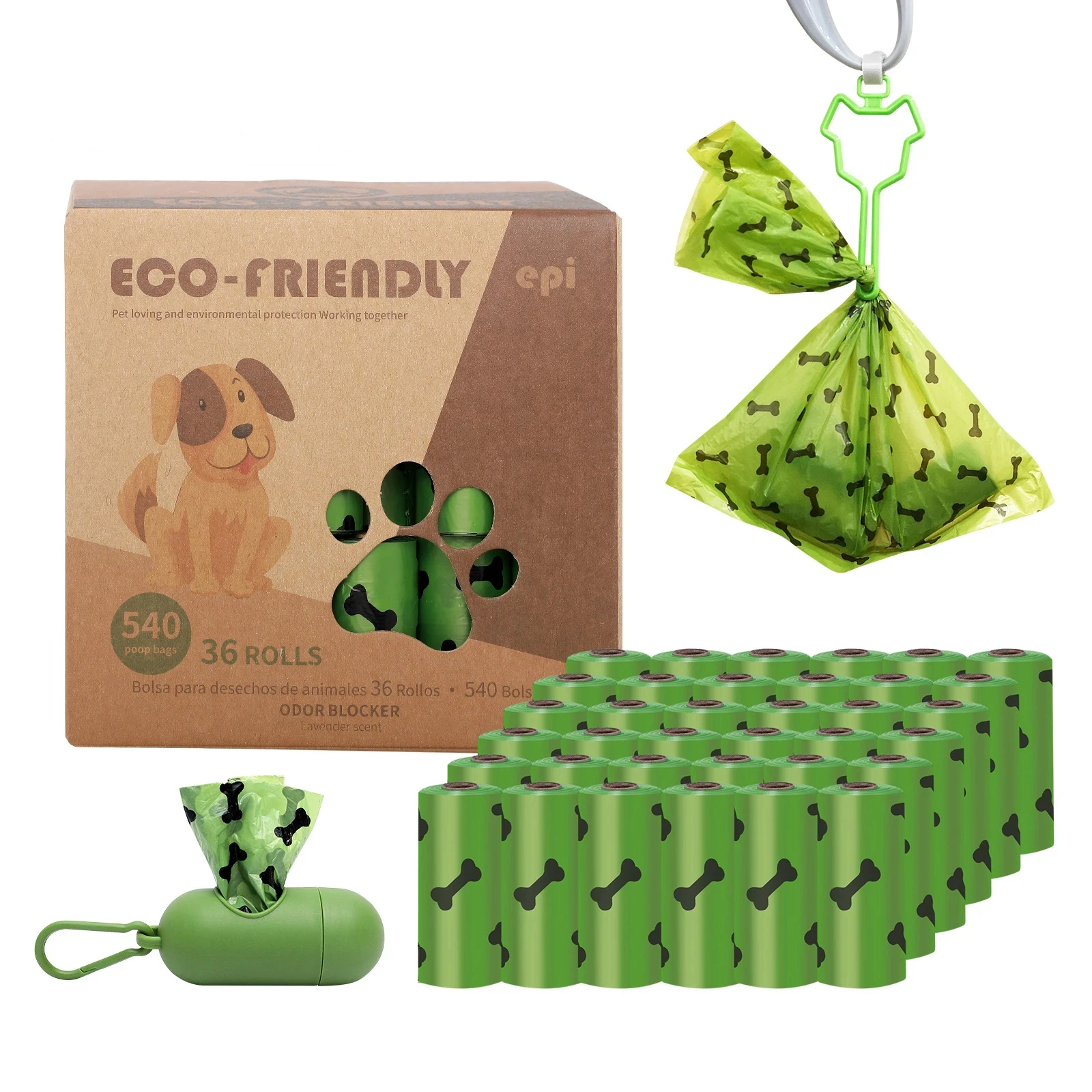 EPI Biodegradable Many Choice Affordable Custom Printed Pet Garbage Bag Dog Poop Bag Dispenser Dog Cleaning Supplies