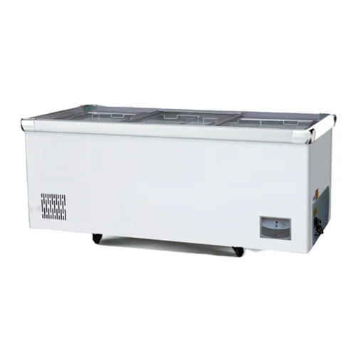 Horizontal Plate Display Freezer Glass Top Energy Saving New Design Small Island Freezer Display Cooler