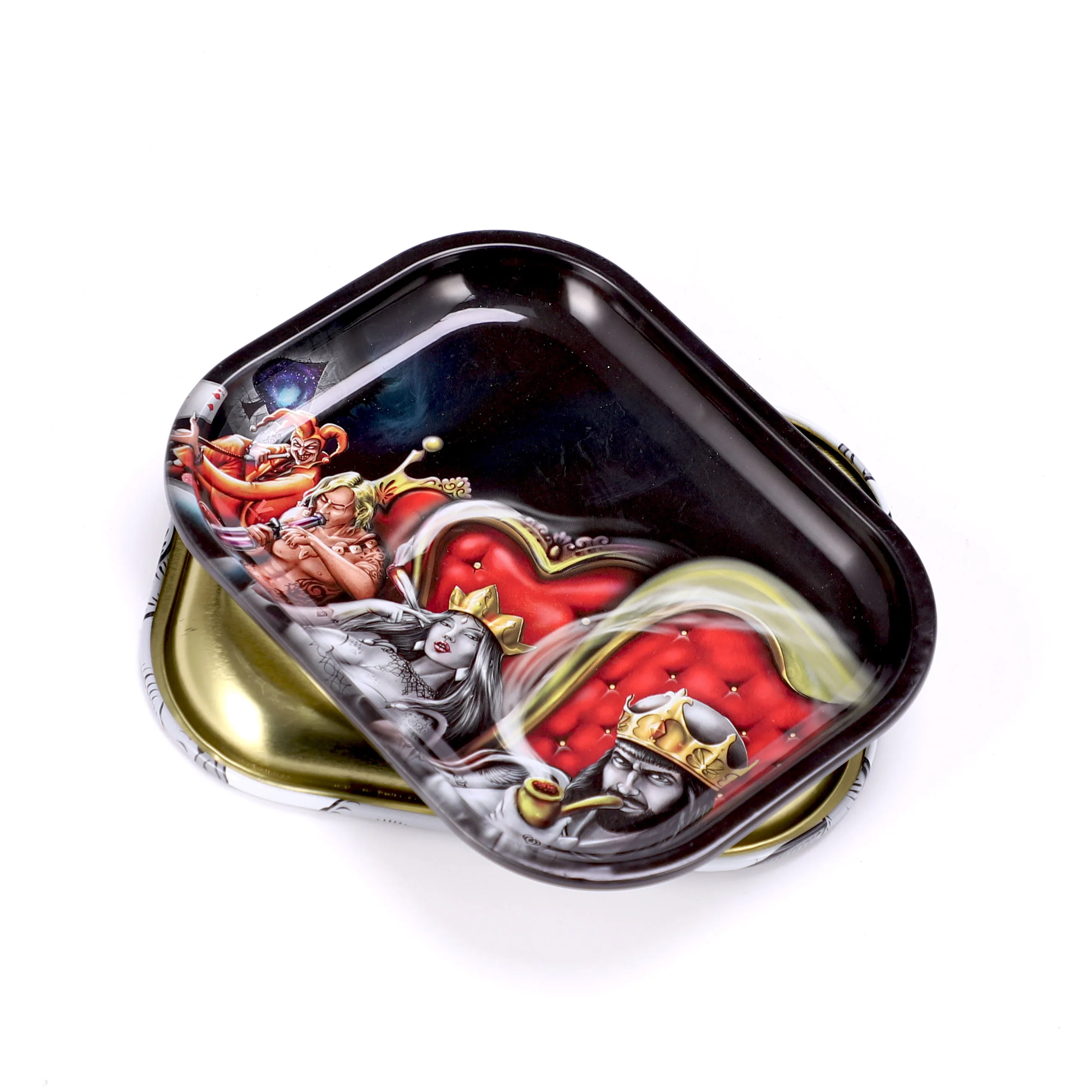 Custom printed hemp tobacco tin rolling trays smoking metal serving tray wholesale