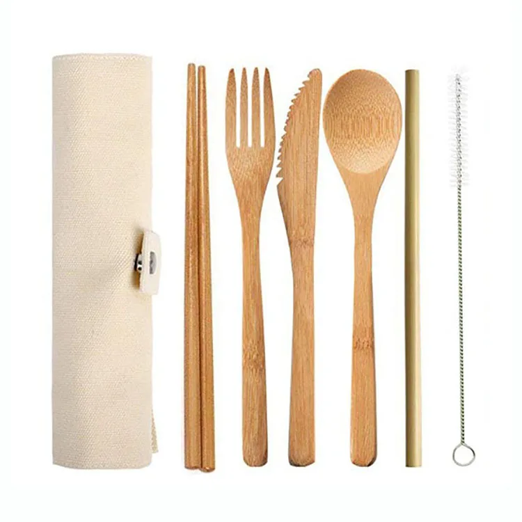 Simple Design Japanese bamboo cutlery/Flatware Set reusable bamboo spoon fork set Reusable Travel Cutlery