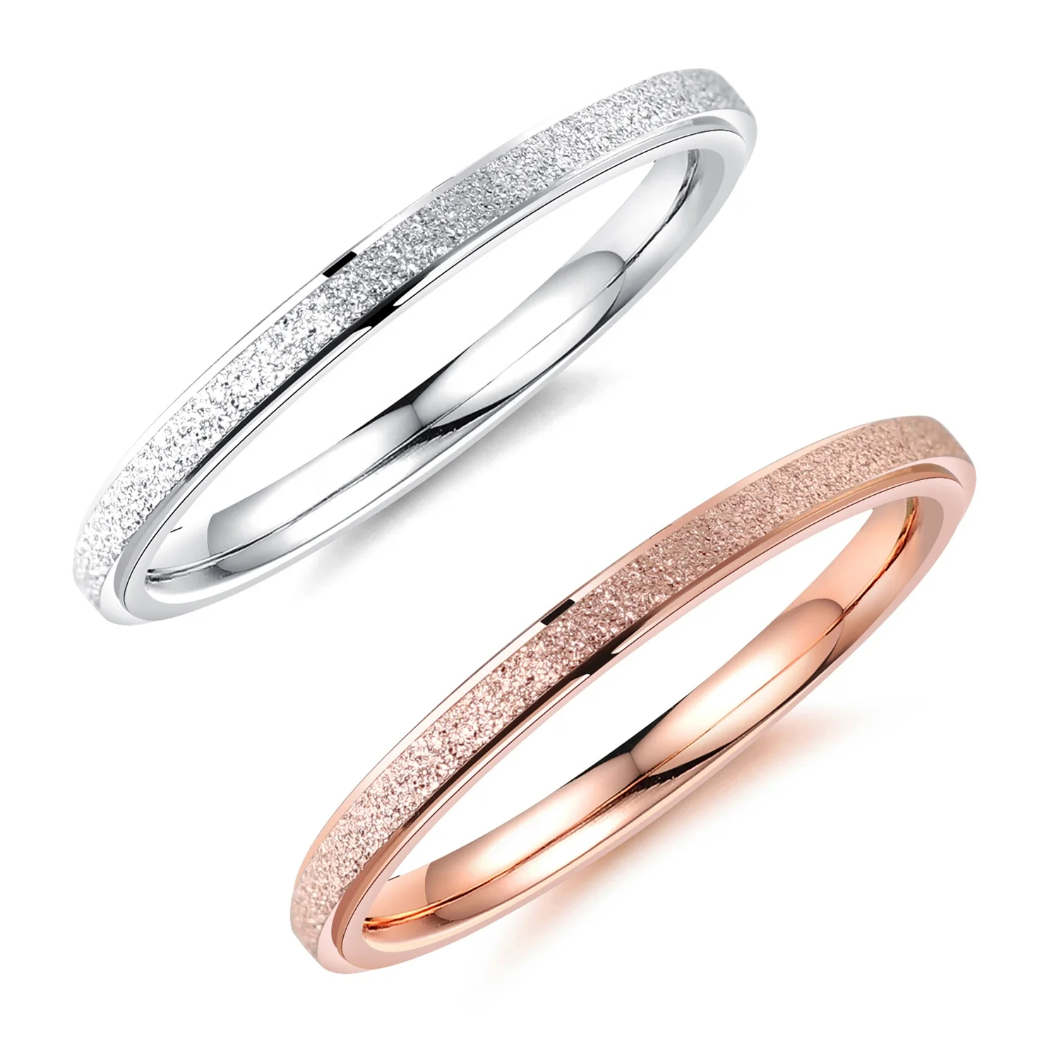 
New 2020 Japan South Korea titanium steel rose gold-plated frosted ring female tail ring 